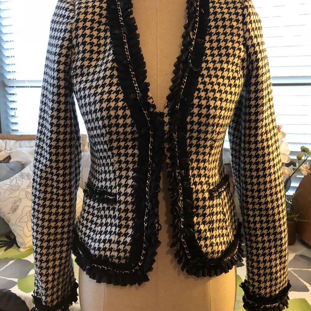 Black & White Herringbone Blazer